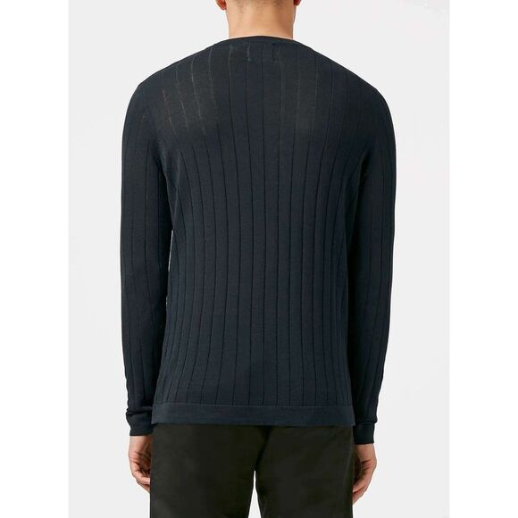 Topman New Premium Navy Pima Cotton Rib Sweater Retail‎ $65 Crew Neck Mens Small - Picture 2 of 3